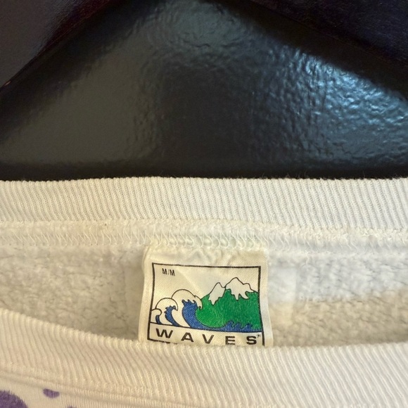 WAVES M EVC Vintage puffy paint golfing Women's Sweatshirt - White and Purple - Picture 8 of 14